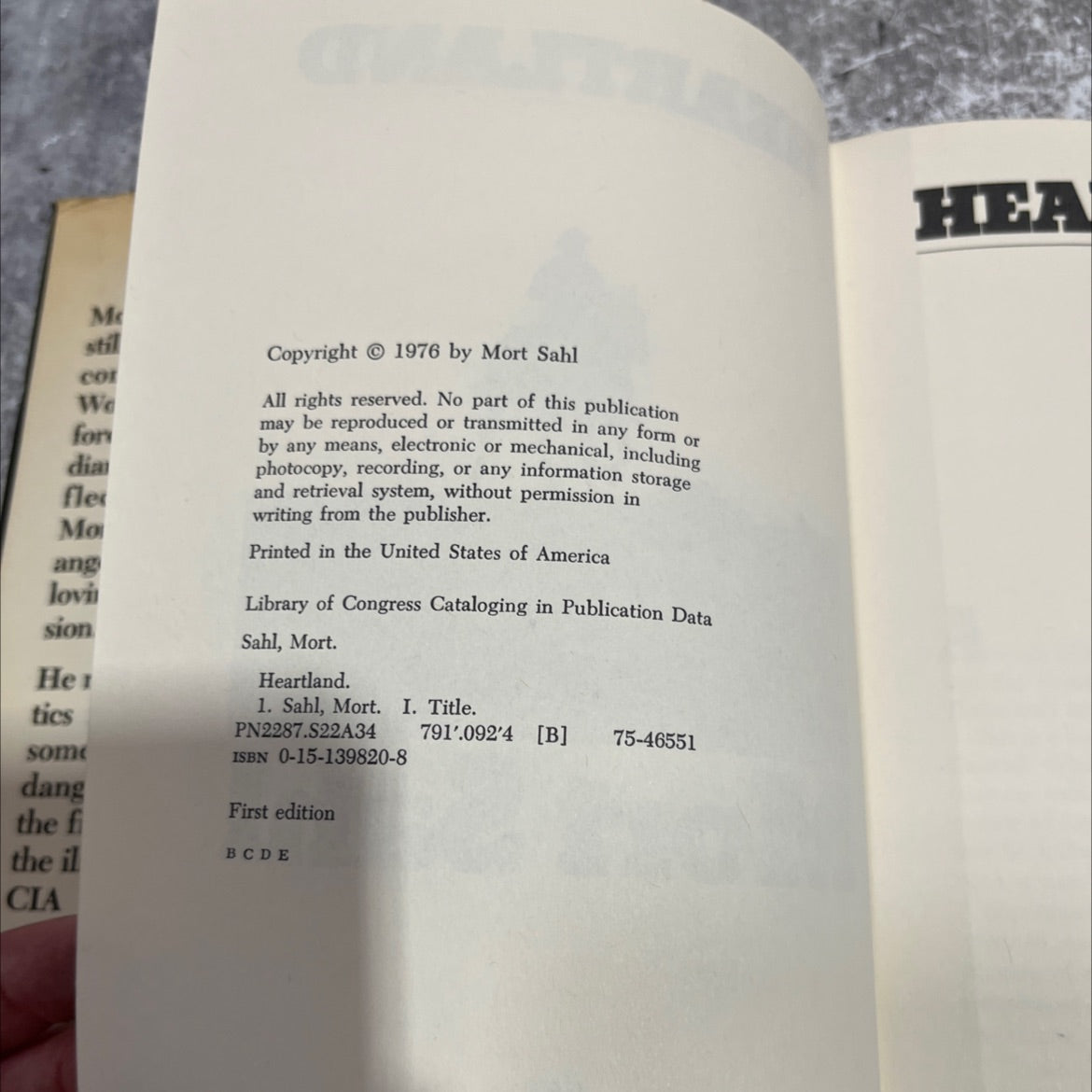 heartland book, by Mort Sahl, 1976 Hardcover image 3