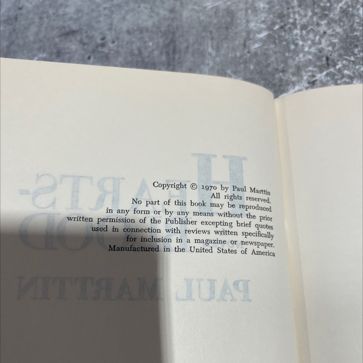 hearts - a novel book, by paul marttin, 1970 Hardcover image 3