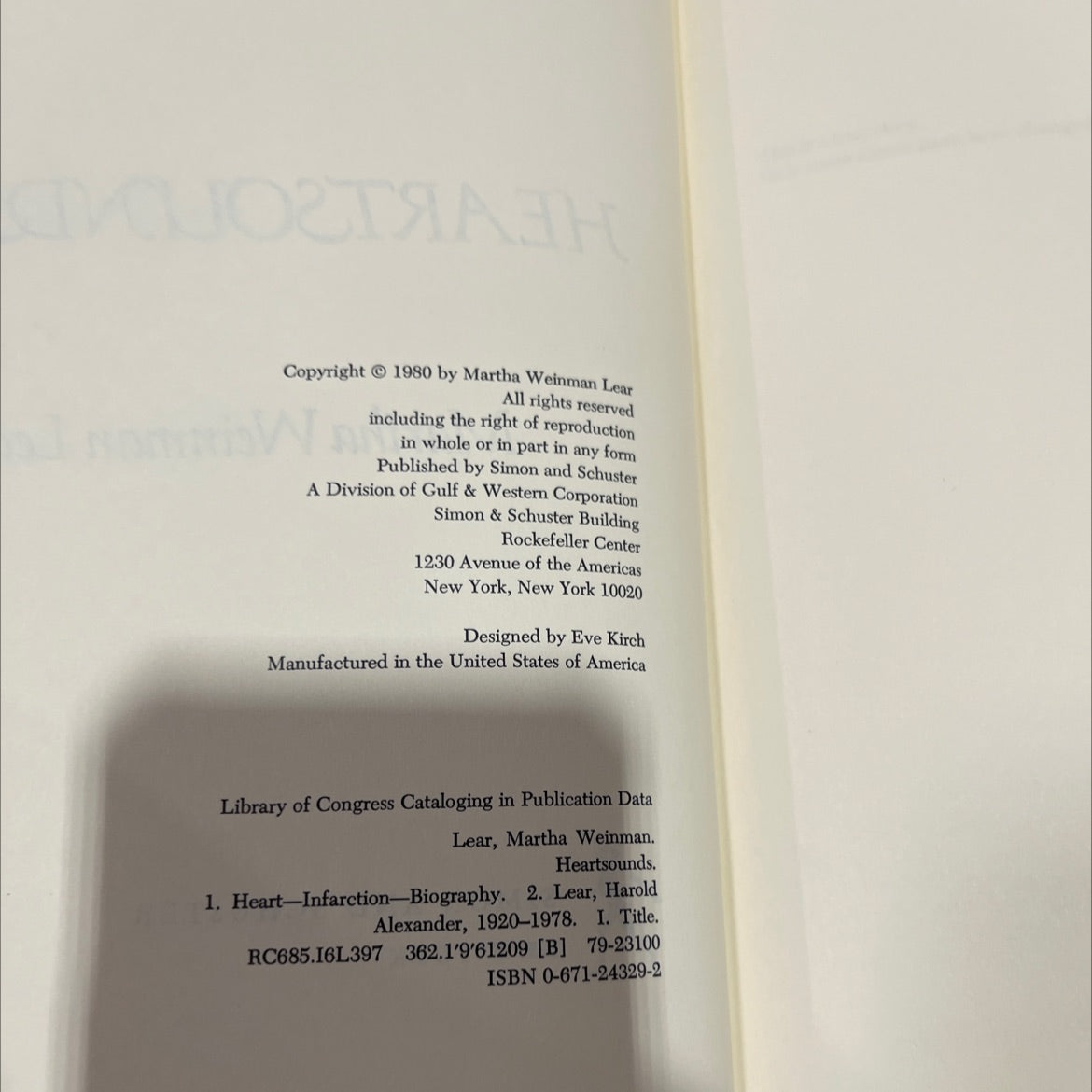 heartsounds book, by Martha Weinman Lear, 1980 Hardcover image 3