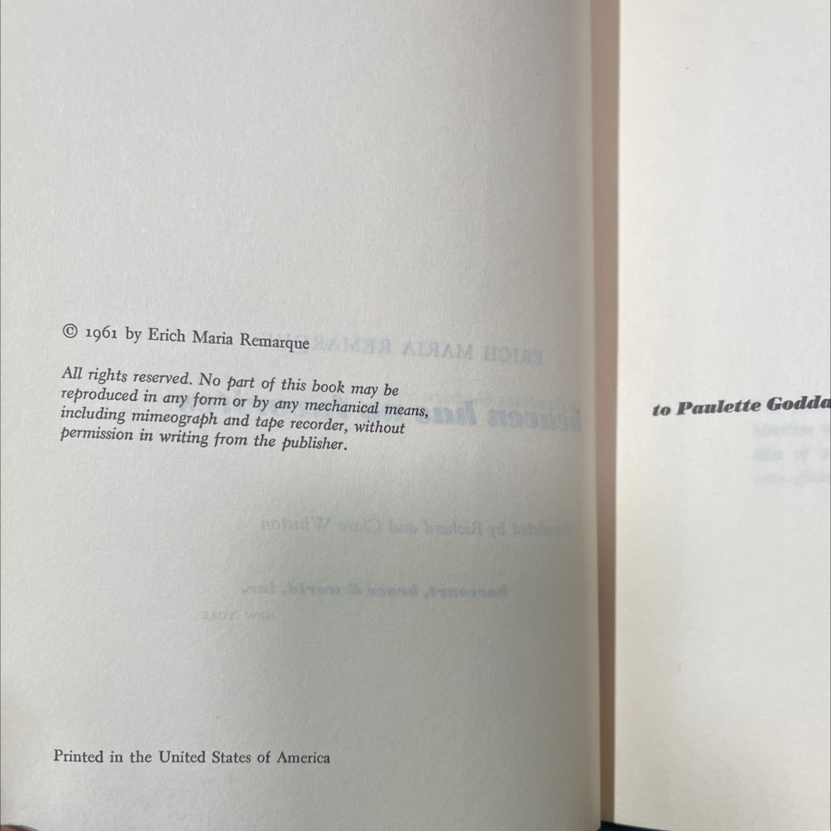 heaven has no favorites book, by erich maria remarque, 1961 Hardcover image 3