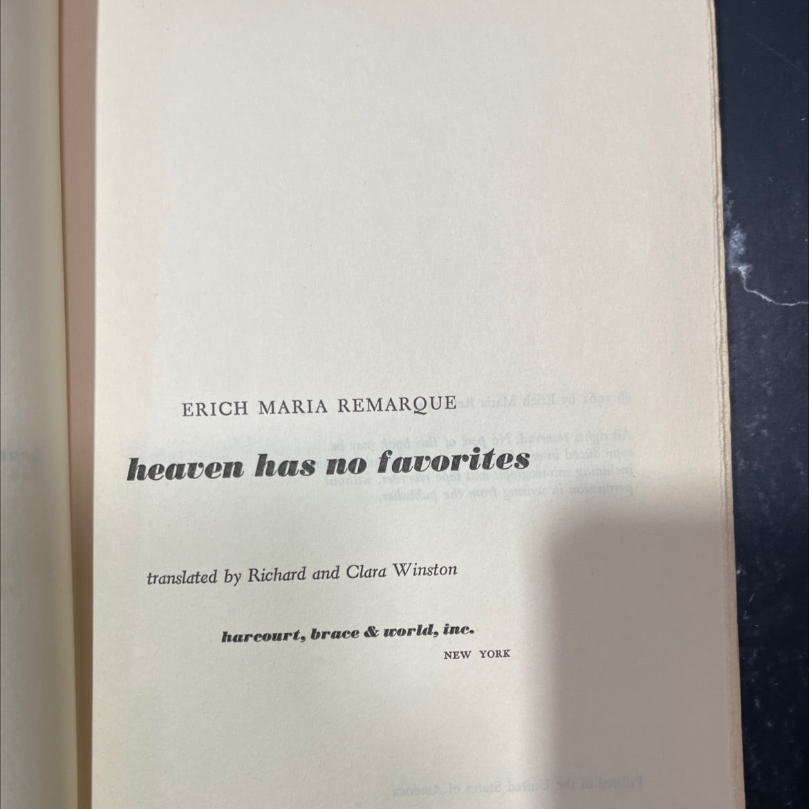 heaven has no favorites book, by erich maria remarque, 1961 Hardcover image 2