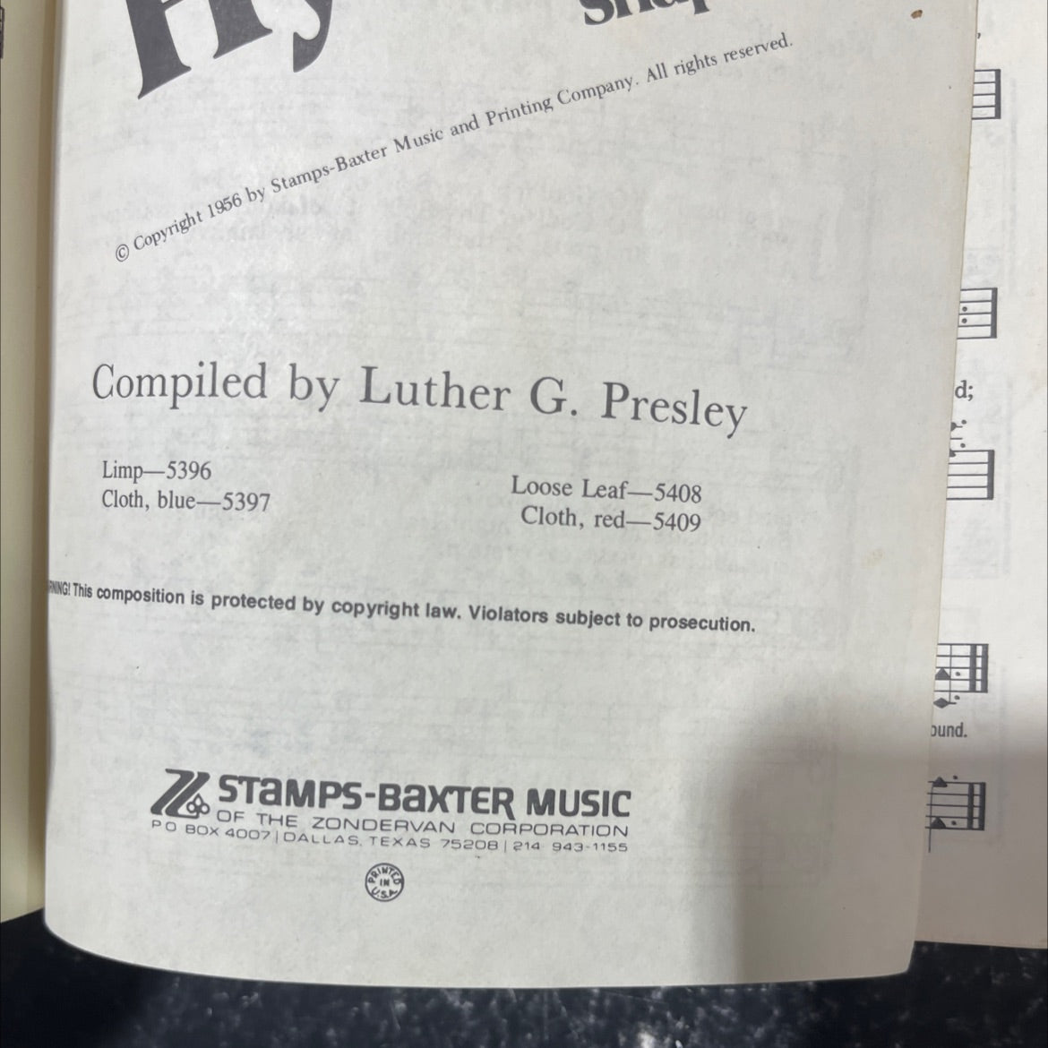 heavenly highway hymns shape notes book, by Luther G. Presley, 1956 Hardcover image 3