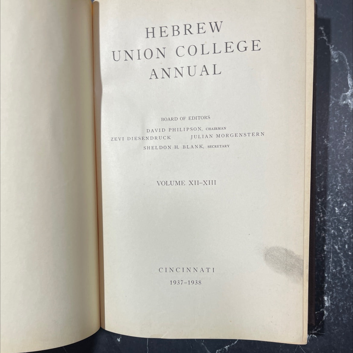 hebrew union college annual book, by david philipson, zevi diesendruck, julian morgenstern, sheldon h. blank, 1938 image 2