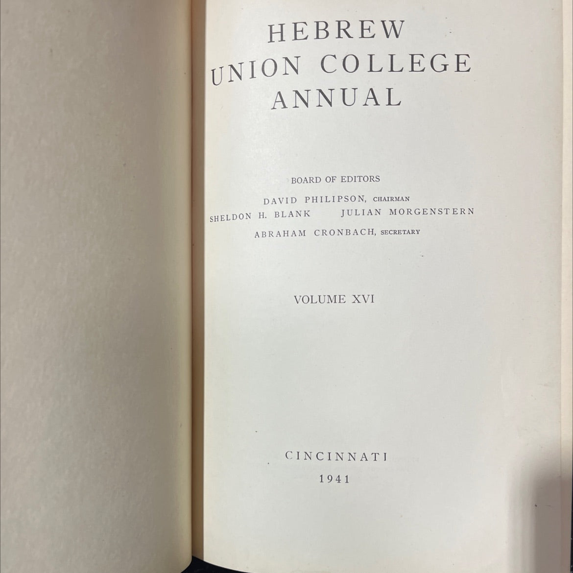 hebrew union college annual book, by various, 1941 Hardcover image 2
