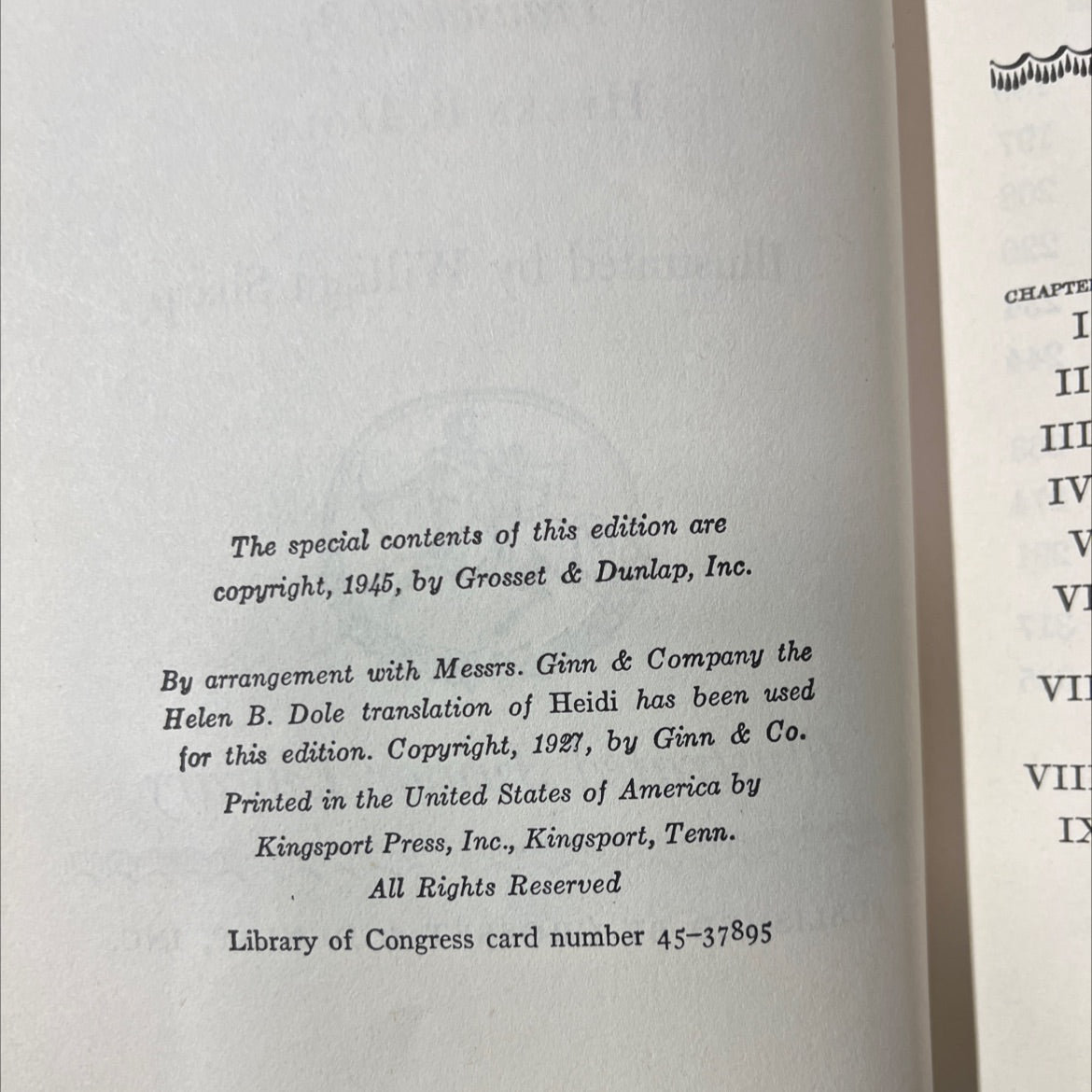 heidi book, by johanna spyri, 1945 Hardcover image 3