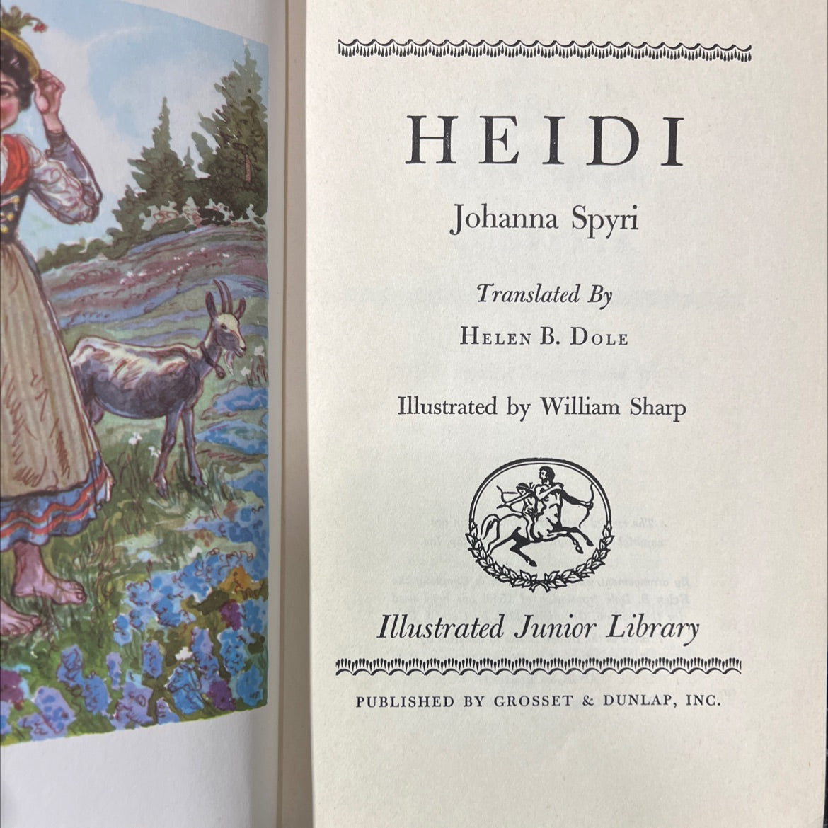heidi book, by johanna spyri, 1945 Hardcover image 2