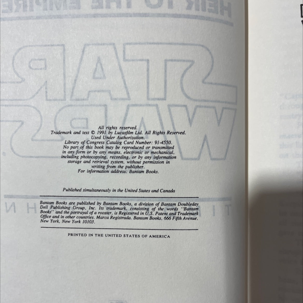 heir to the empire book, by timothy zahn, 1991 Hardcover, First Edition image 3