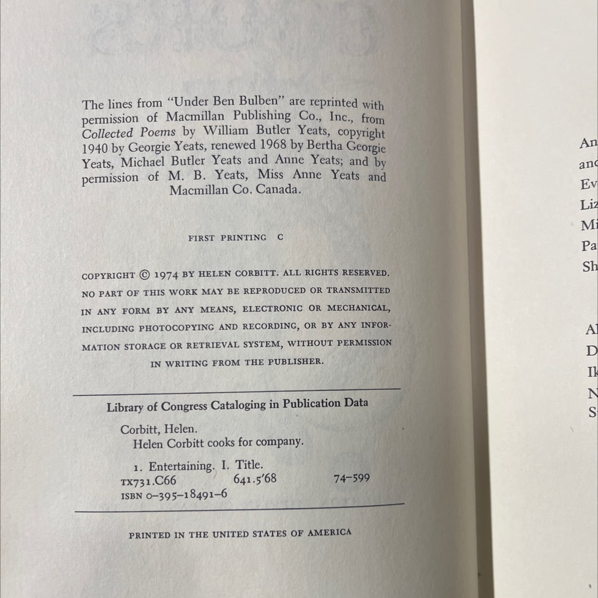 SIGNED helen corbitt cooks for company book, by Helen Corbitt, 1974 Hardcover, Vintage image 3