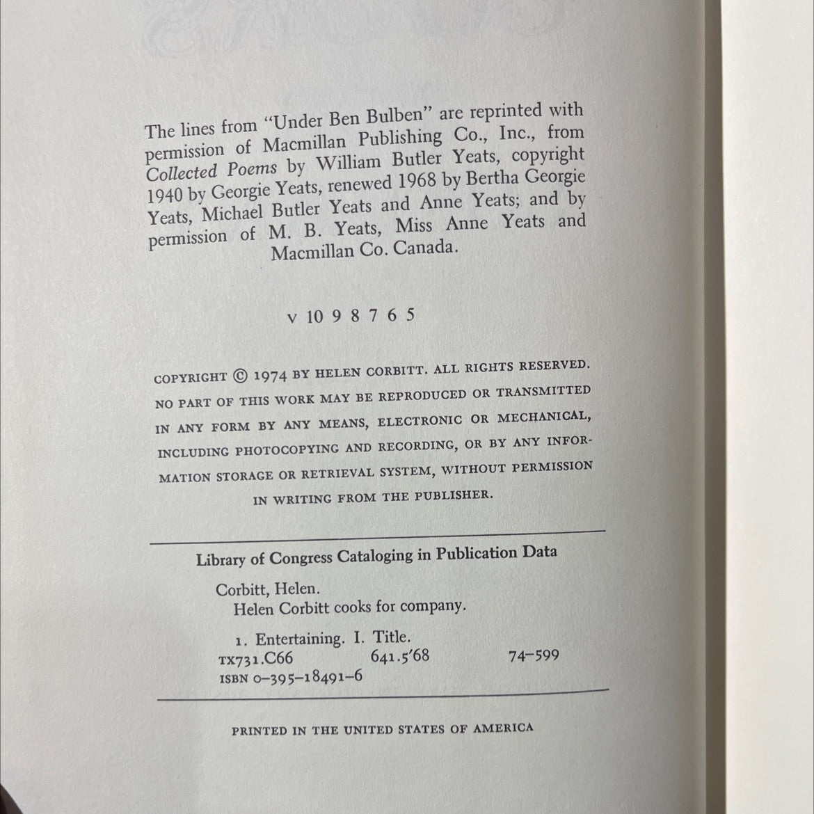 helen corbitt cooks for company book, by helen corbitt, 1974 Hardcover image 3