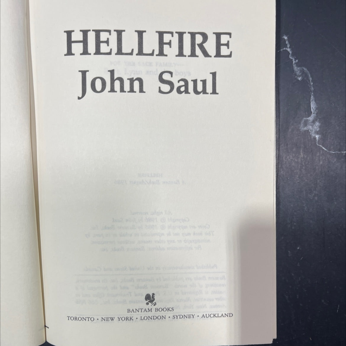 hellfire book, by John Saul, 1986 Hardcover image 2