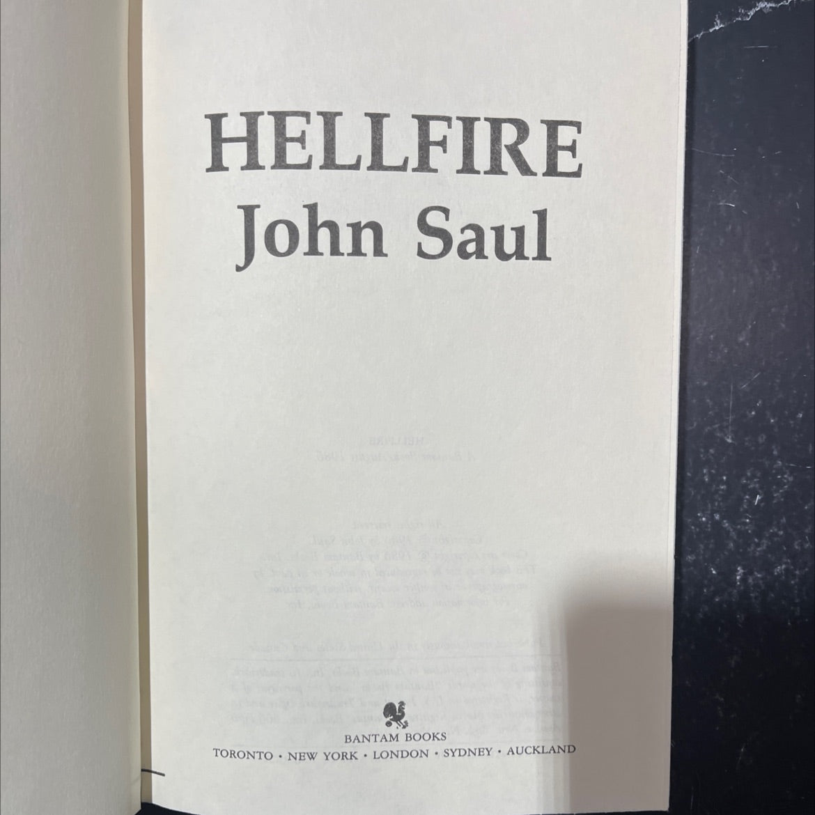 hellfire book, by John Saul, 1986 Hardcover image 2