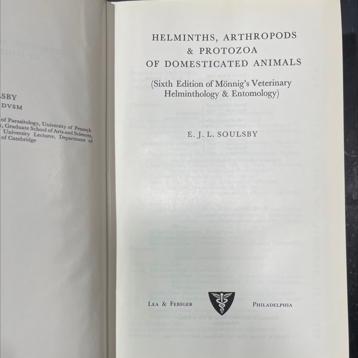 helminths, arthropods & protozoa of domesticated animals book, by e. j. l. soulsby, 1977 Hardcover image 2