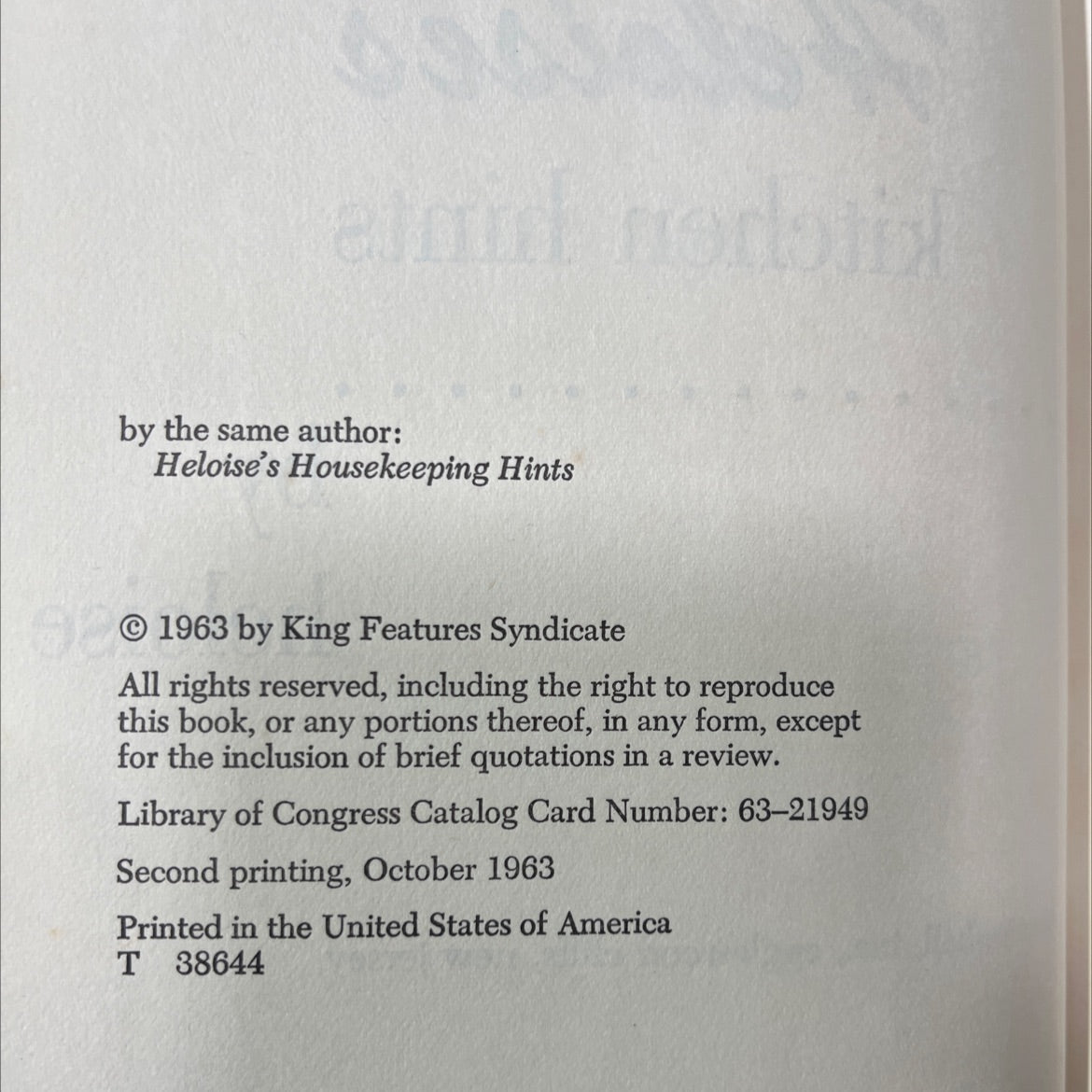 heloise's kitchen hints book, by heloise, 1963 Hardcover image 3