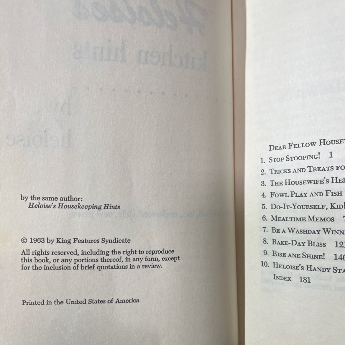 heloise's kitchen hints book, by heloise, 1963 Hardcover image 3