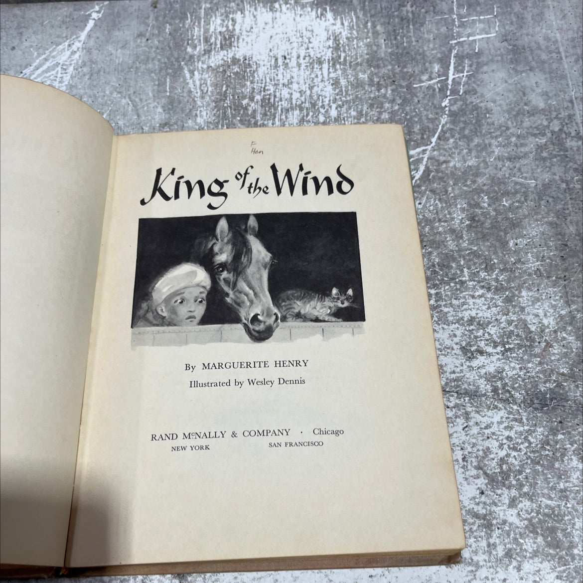 hen king the wind book, by marguerite henry, 1964 Hardcover image 2