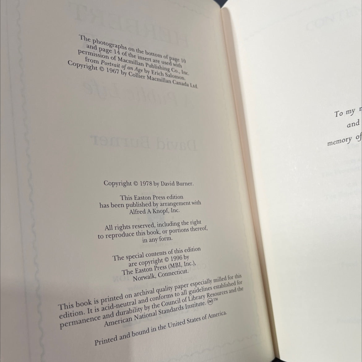herbert hoover a public life book, by David Burner, 1996 Leather image 3