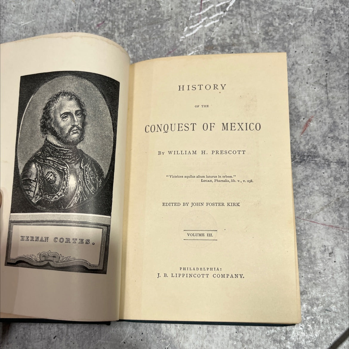 hernan cortes. history of the conquest of mexico book, by william h. prescott, 1873 Hardcover image 2
