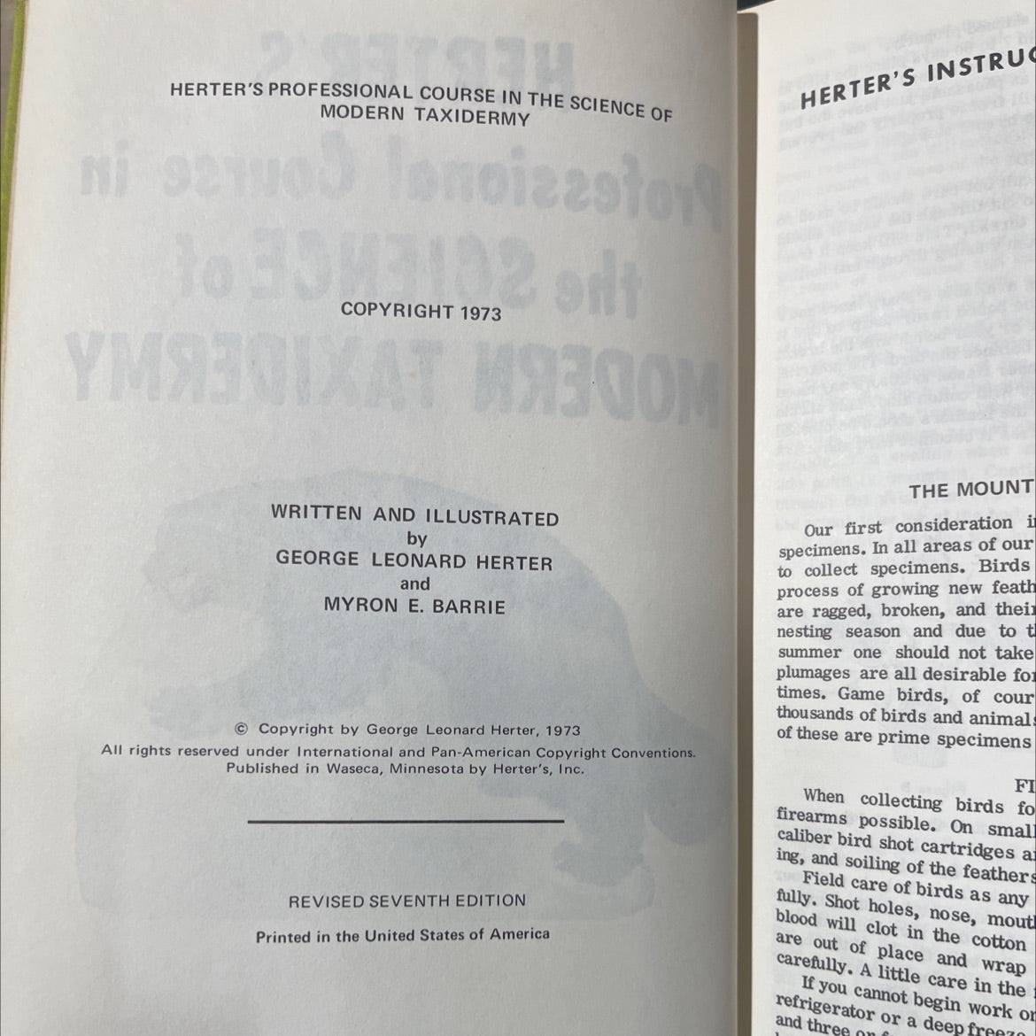 herter's professional course in the science of modern taxidermy book, by george leonard herter, myron e. barrie, 1973 image 3