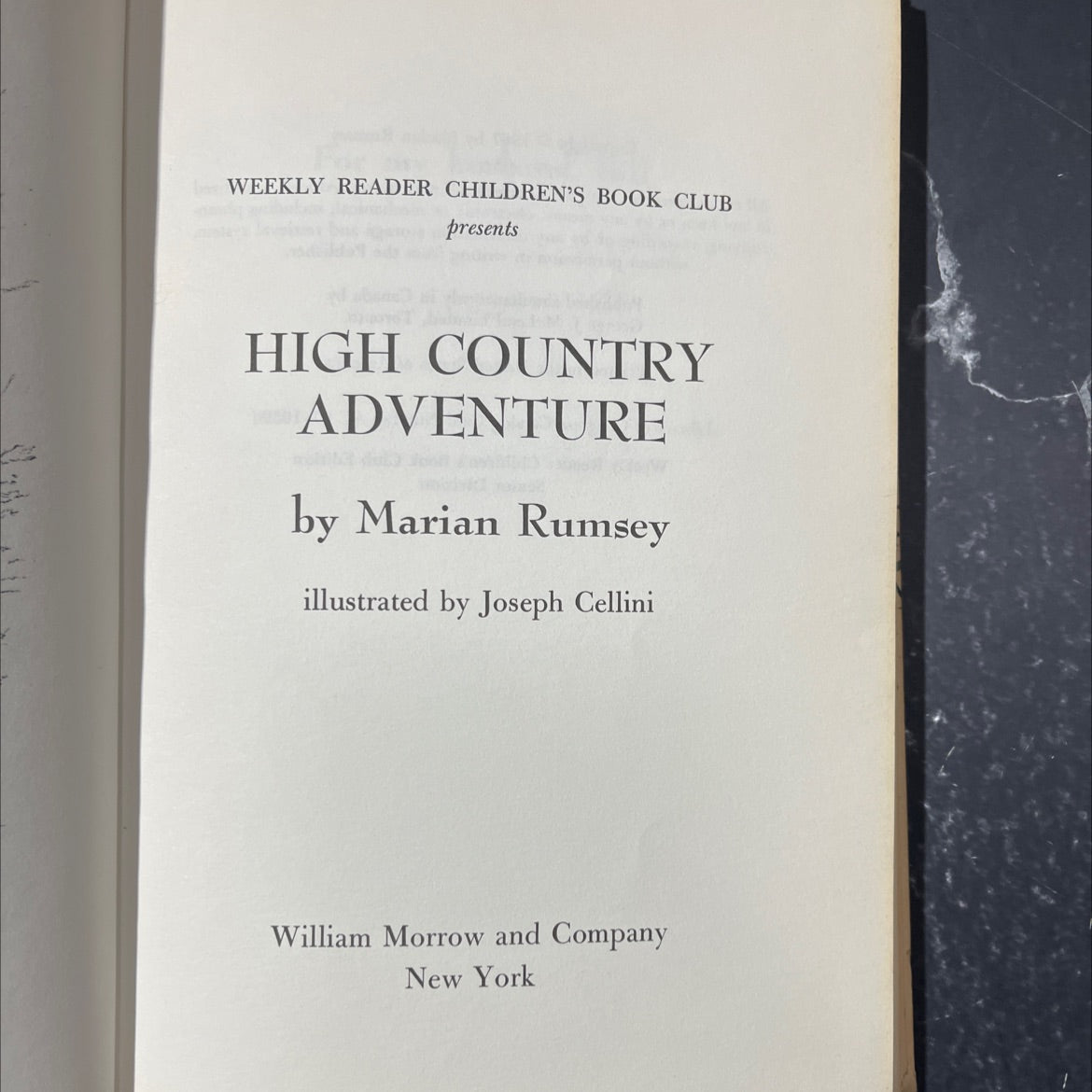 high country adventure book, by Marian Rumsey, 1967 Hardcover image 2