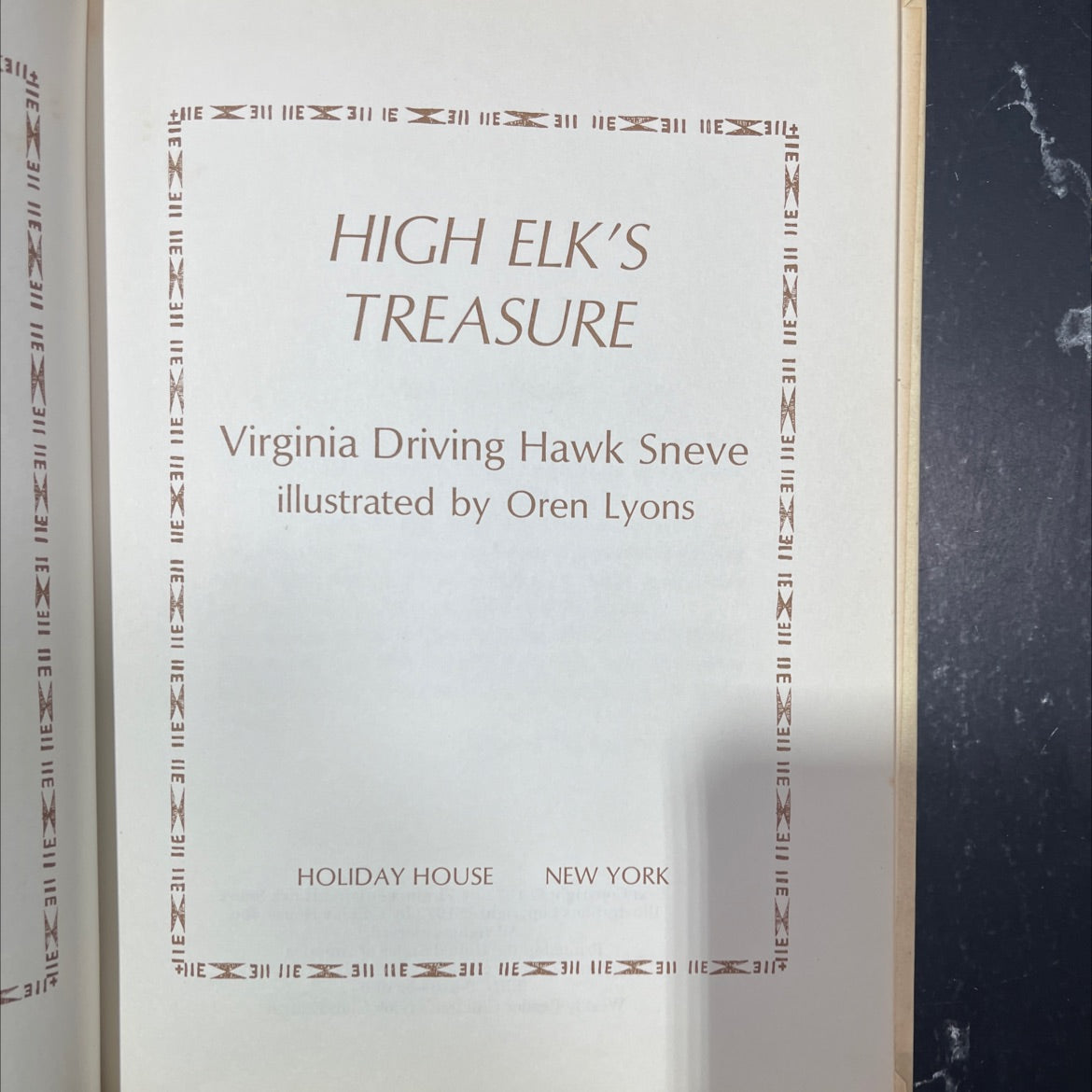 high elk's treasure book, by Virginia Driving Hawk Sneve, 1972 Hardcover image 2