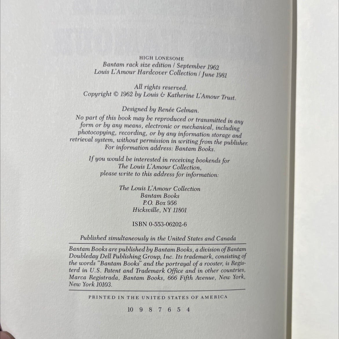 high lonesome book, by louis l'amour, 1981 Hardcover image 3