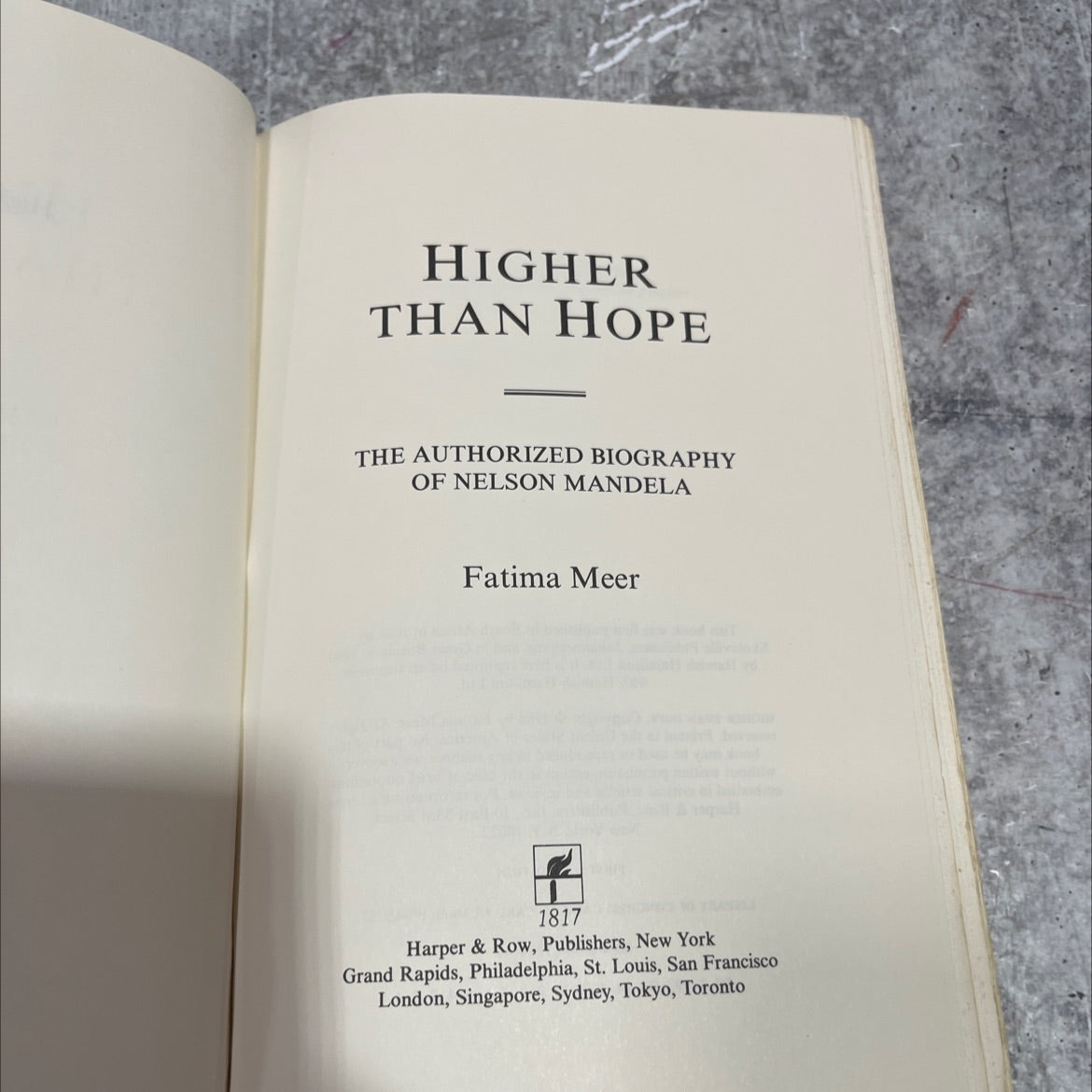 higher than hope the authorized biography of nelson mandela book, by Fatima Meer, 1990 Hardcover image 2
