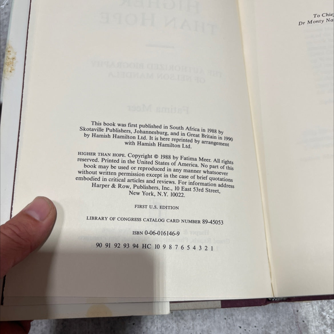 higher than hope the authorized biography of nelson mandela book, by Fatima Meer, 1990 Hardcover image 3