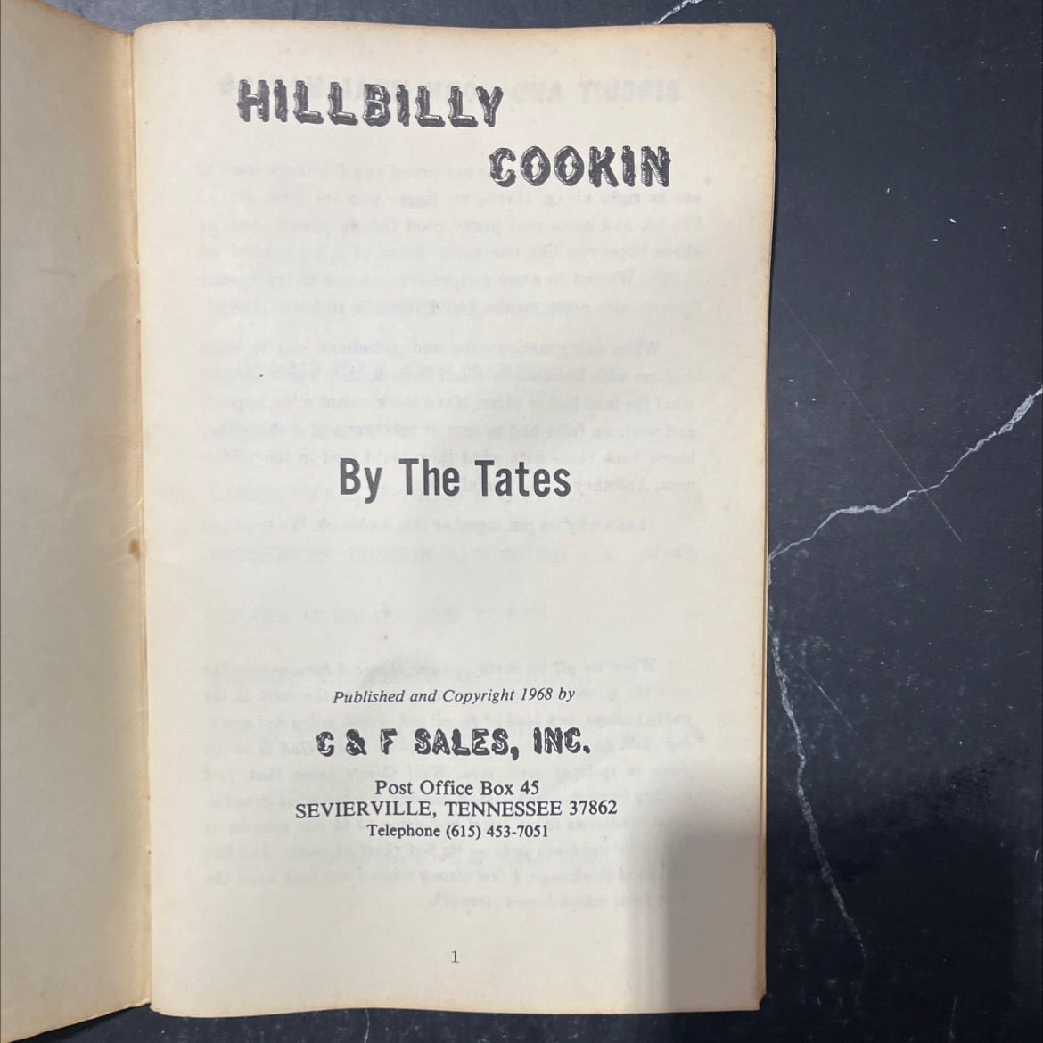 hillbilly thes cookin book, by the tates, 1968 Hardcover image 2
