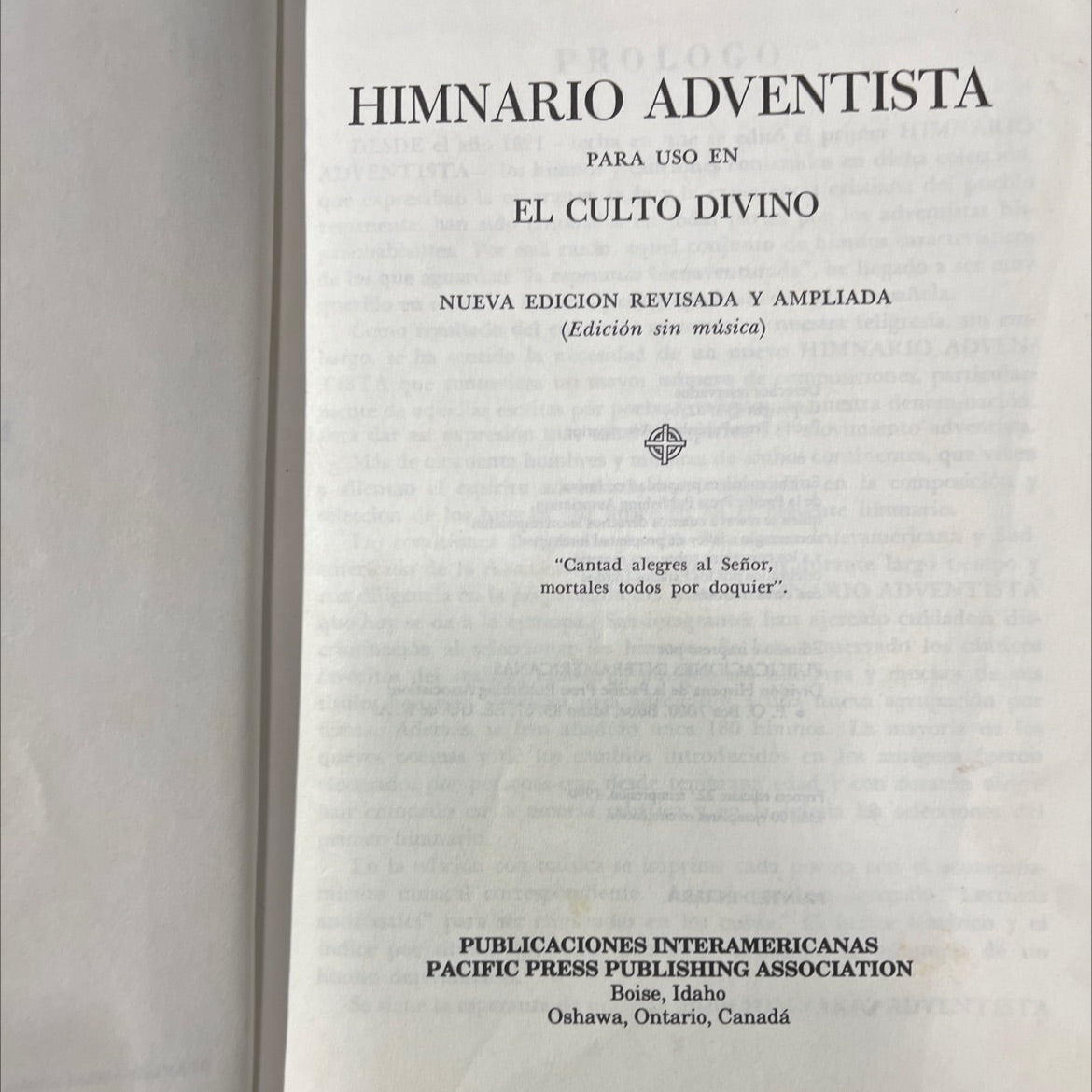 himnario adventista para uso en el culto divino book, by unknown, 1990 Hardcover image 2