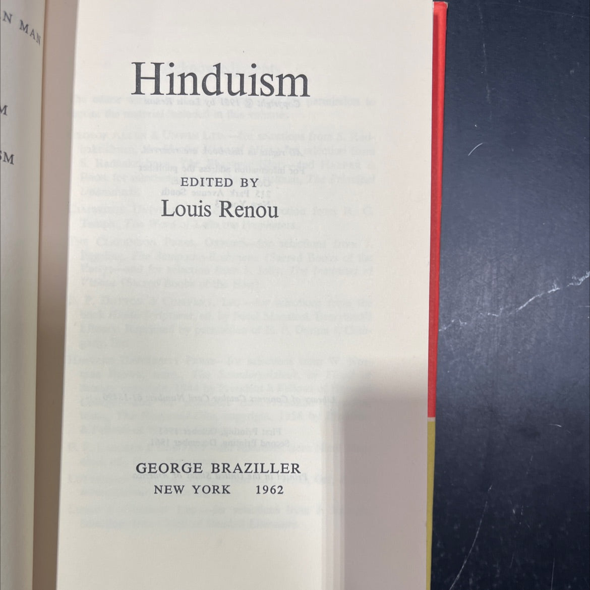 hinduism book, by louis renou, 1962 Hardcover image 2
