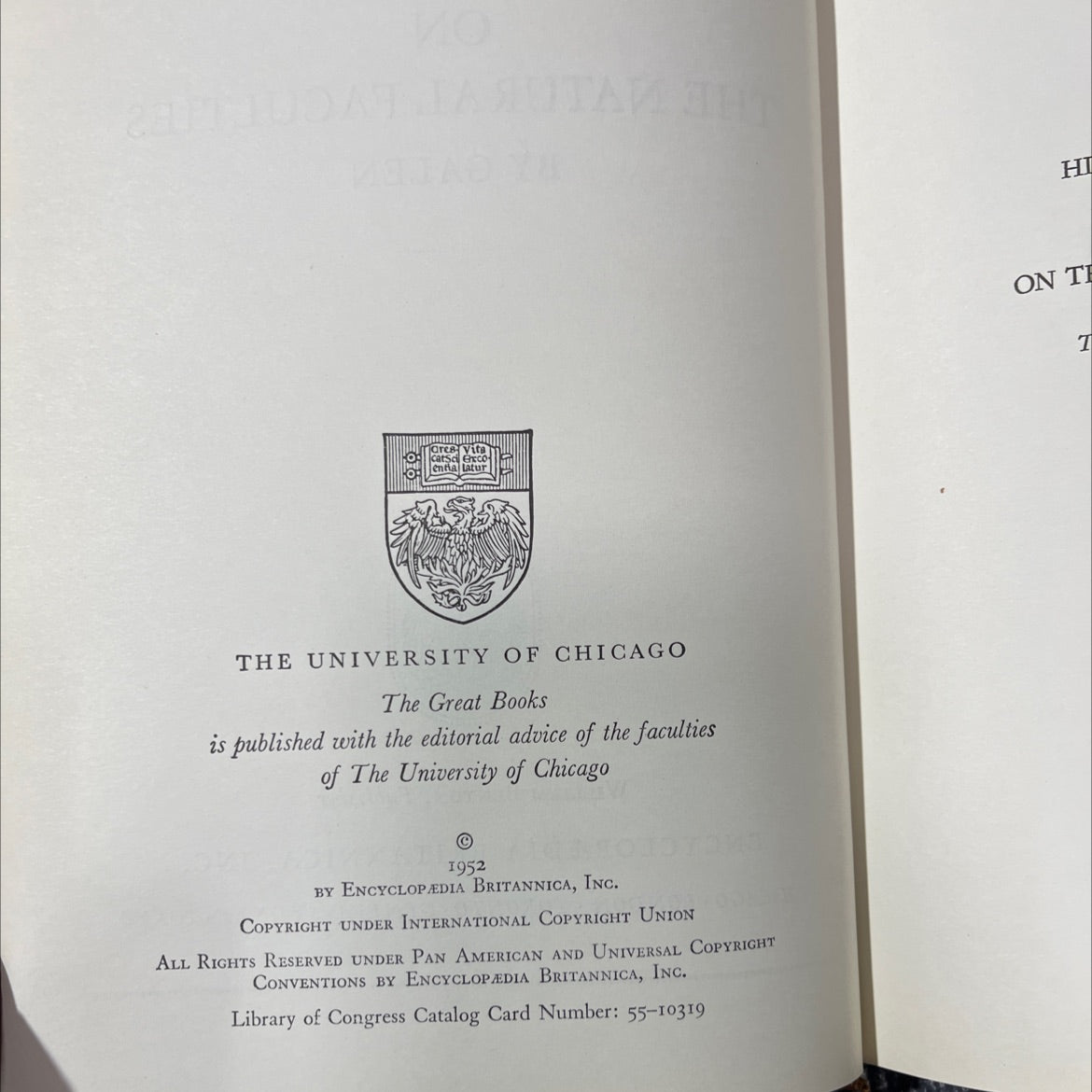 hippocratic writings on the natural faculties book, by galen, 1952 Hardcover image 3