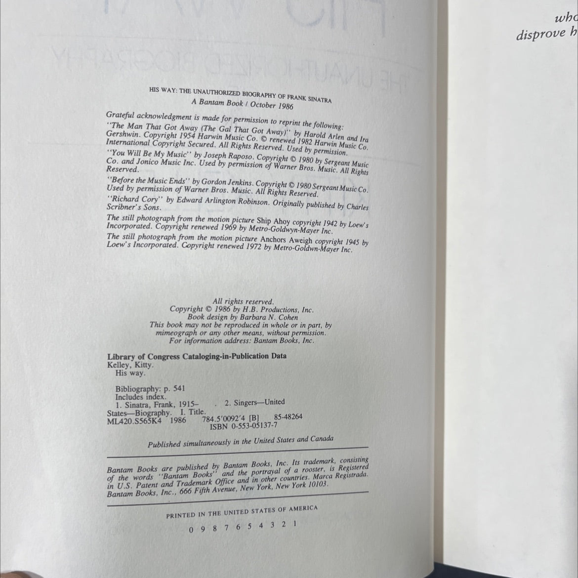 his way the unauthorized biography of frank sinatra book, by kitty kelley, 1986 Hardcover image 3