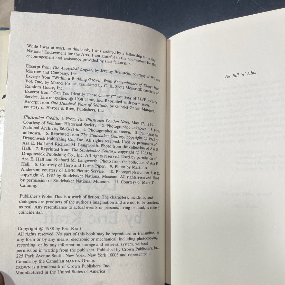 history, adventures, and observations book, by Eric Kraft, 1988 Hardcover image 3