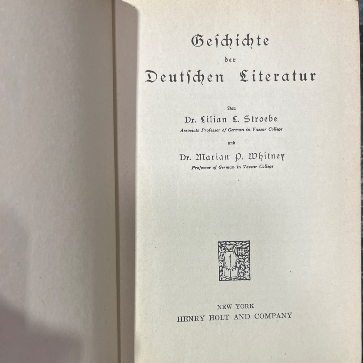 history of german literature book, by dr. lilian e. stroebe, dr. marian p. whitney, 1946 Hardcover image 2