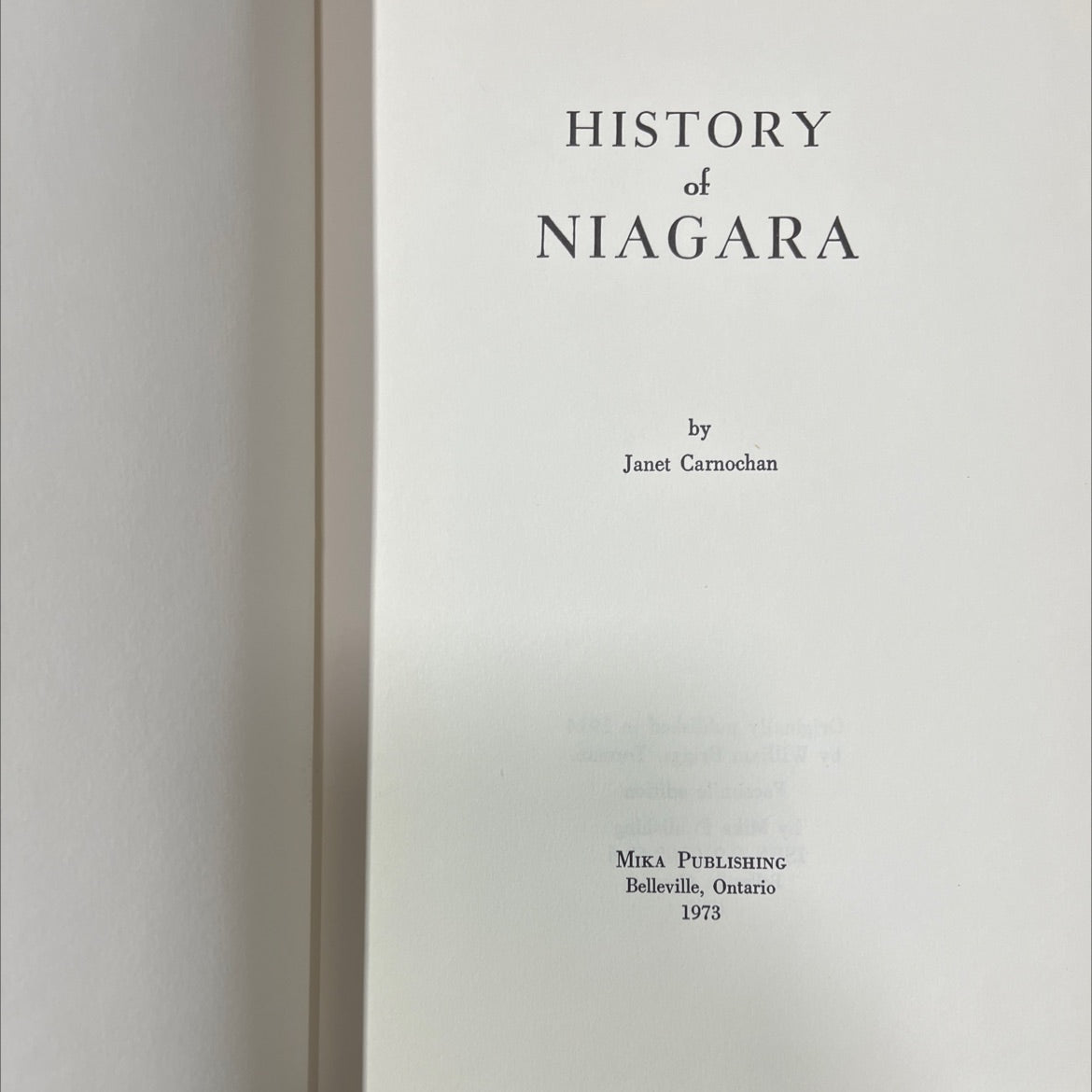 history of niagara book, by janet carnochan, 1973 Hardcover image 2