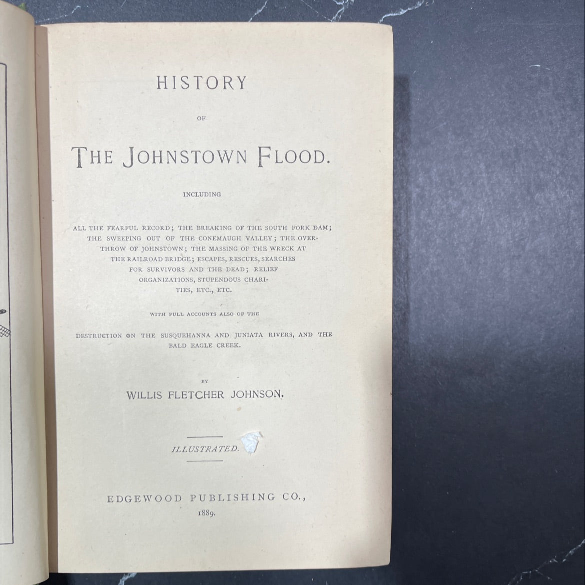 history of the johnstown flood book, by willis fletcher johnson, 1889 Hardcover image 2