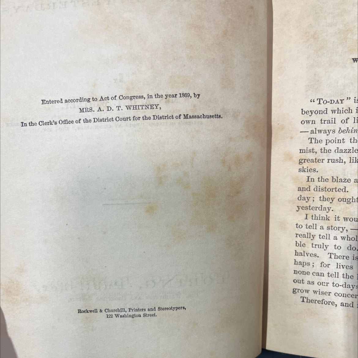 hitherto: a story of yesterdays book, by mrs. a. d. t. whitney, 1869 Hardcover image 3