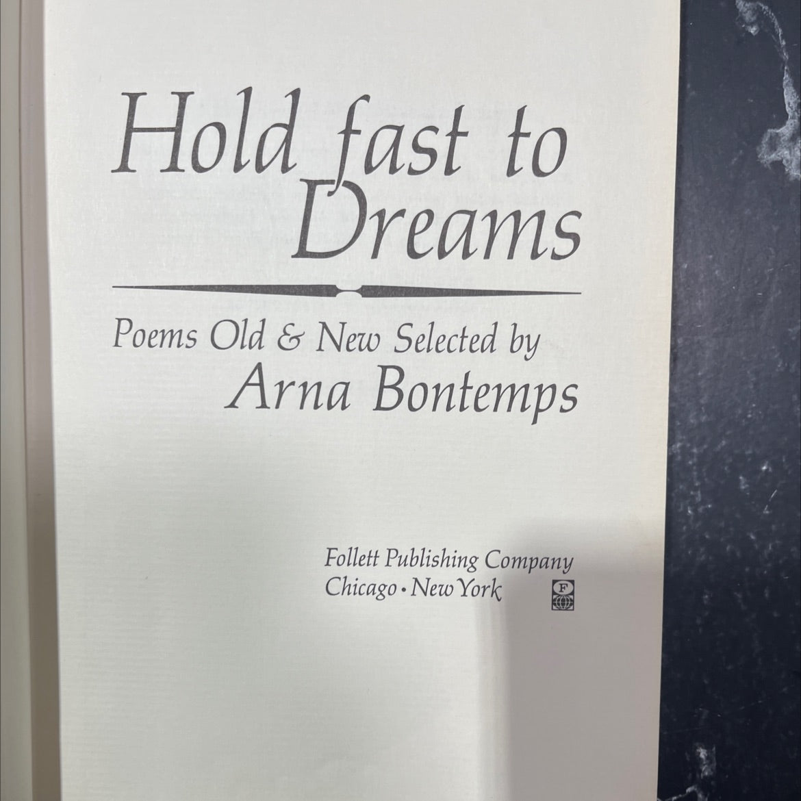 hold fast to dreams book, by Arna Bontemps, 1969 Hardcover image 2
