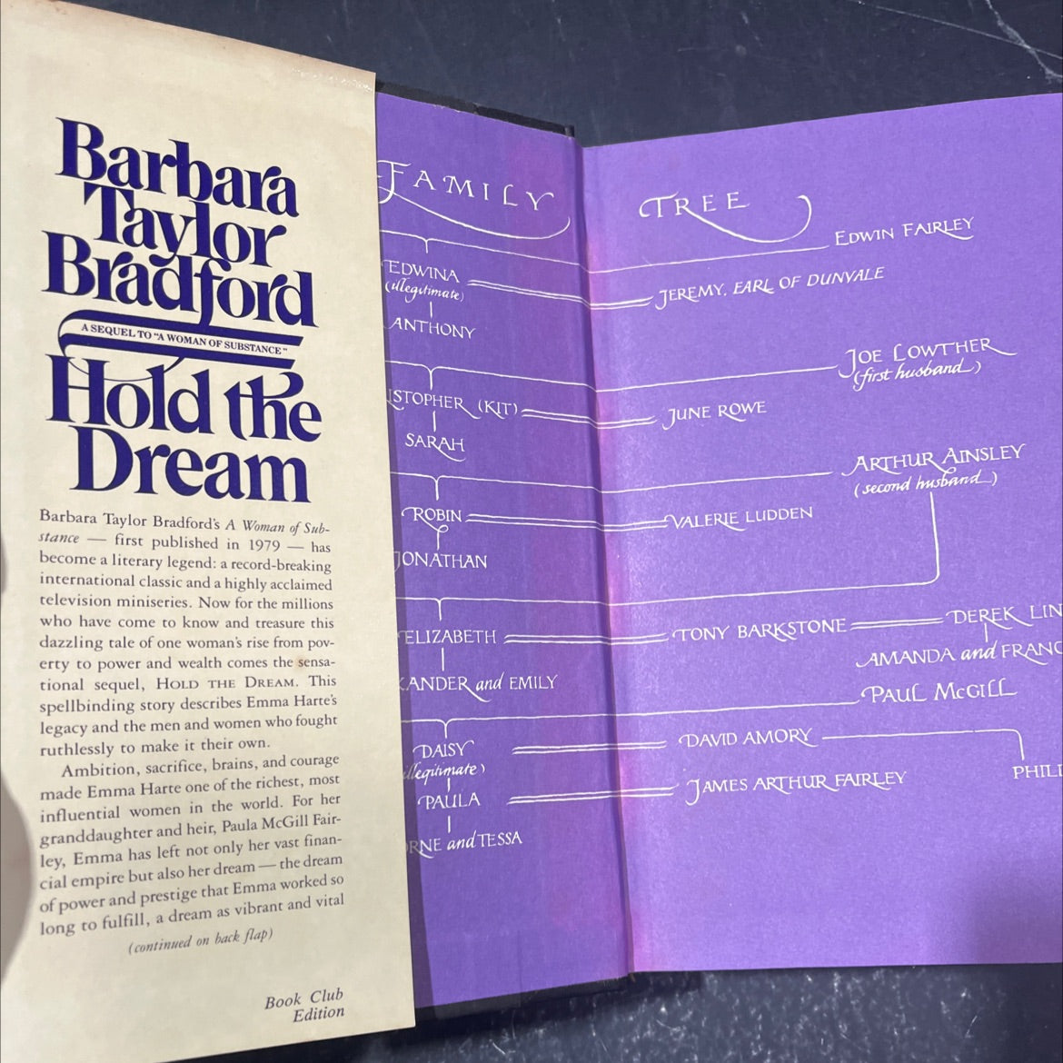 hold the dream the sequel to a woman of substance book, by Barbara Taylor Bradford, 1985 Hardcover image 4