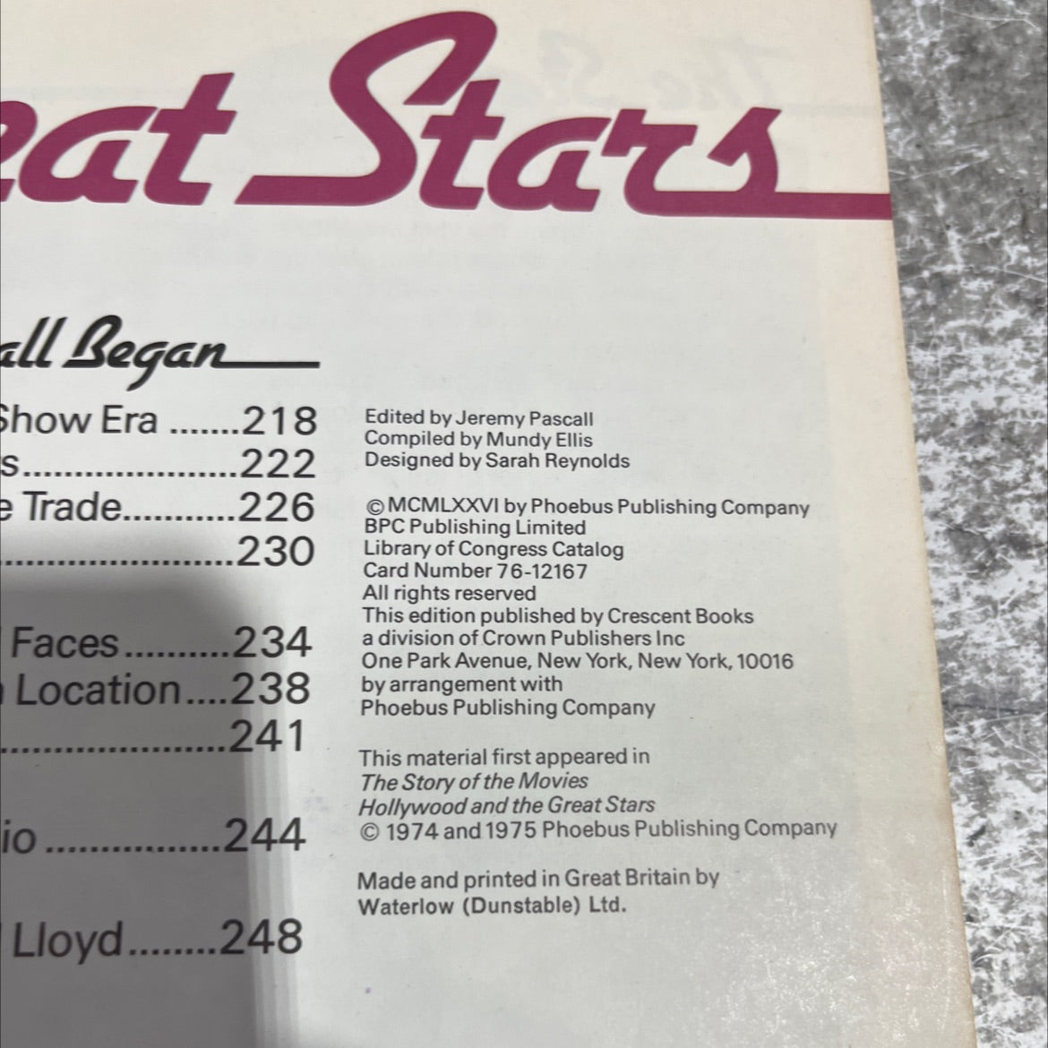 hollywood and the great stars book, by Jeremy Pascall, 1976 Hardcover image 3