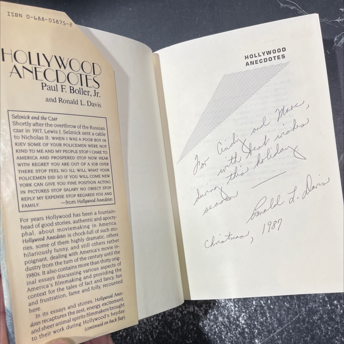 SIGNED hollywood anecdotes book, by Paul F. Boller, Jr. and Ronald L. Davis, 1987 Hardcover image 4