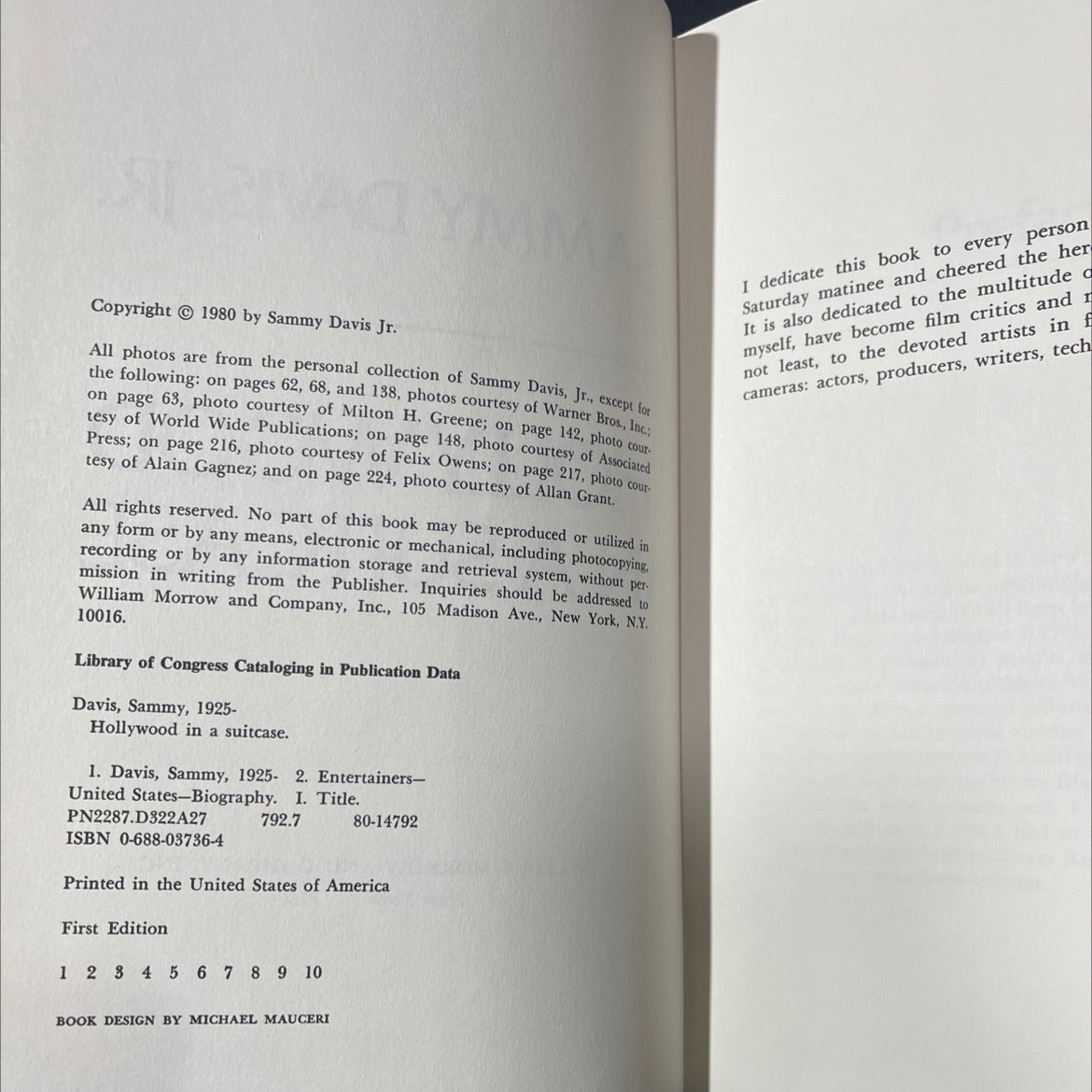 hollywood in a suitcase book, by sammy davis jr., 1980 Hardcover image 3