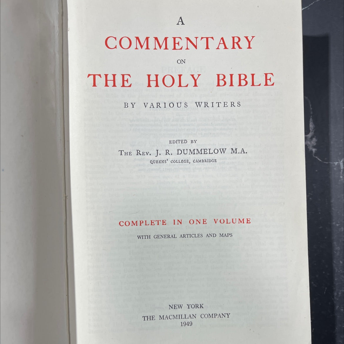 holy bible: a commentary on prefa the holy bible by various writers edited by the rev. j. r. dummeadow m.a. queens' image 2