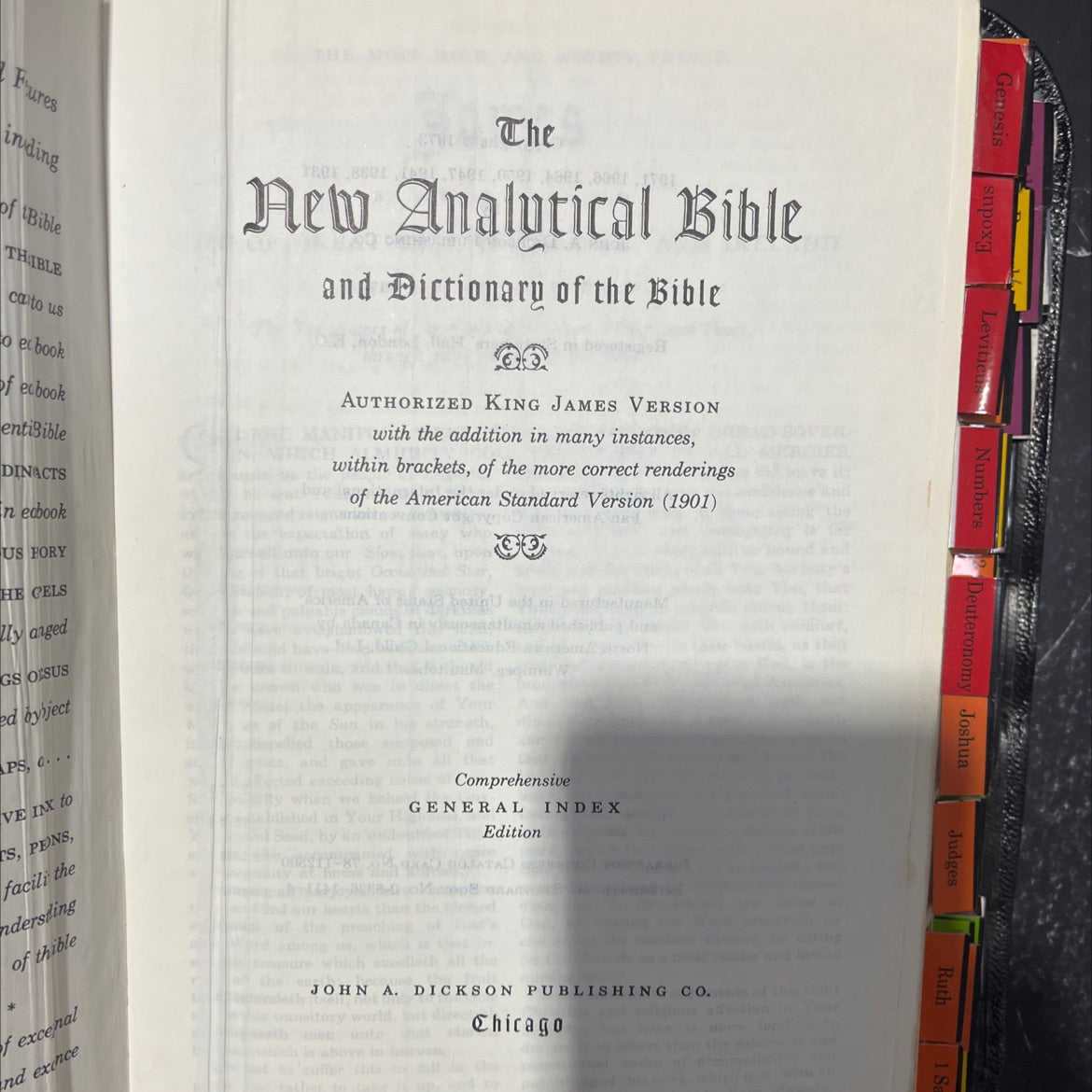 holy bible, new analytical bible and dictionary of the bible book, by john a. dickson, 1973 Leather image 2