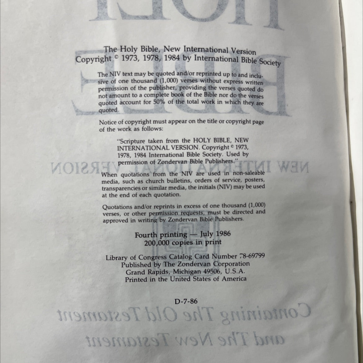 holy bible, new international version book, by unknown, 1986 Leather image 3