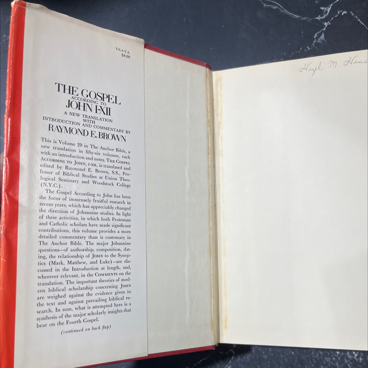 holy bible: the gospel according to john book, by raymond e. brown, s.s., 1966 Hardcover image 4