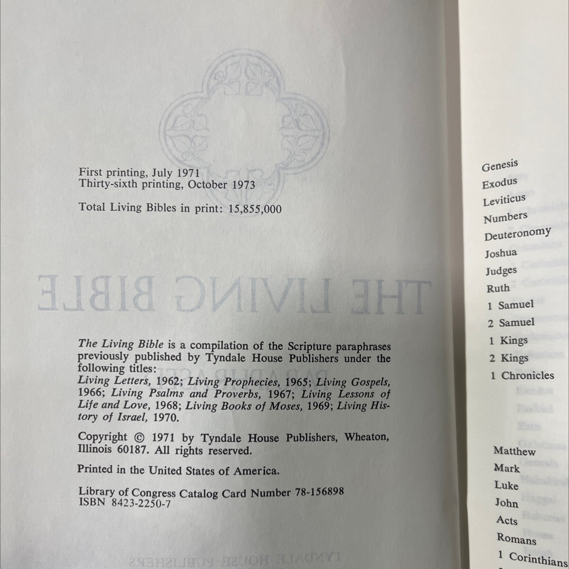 holy bible: the living bible book, by not stated, 1973 Hardcover image 3