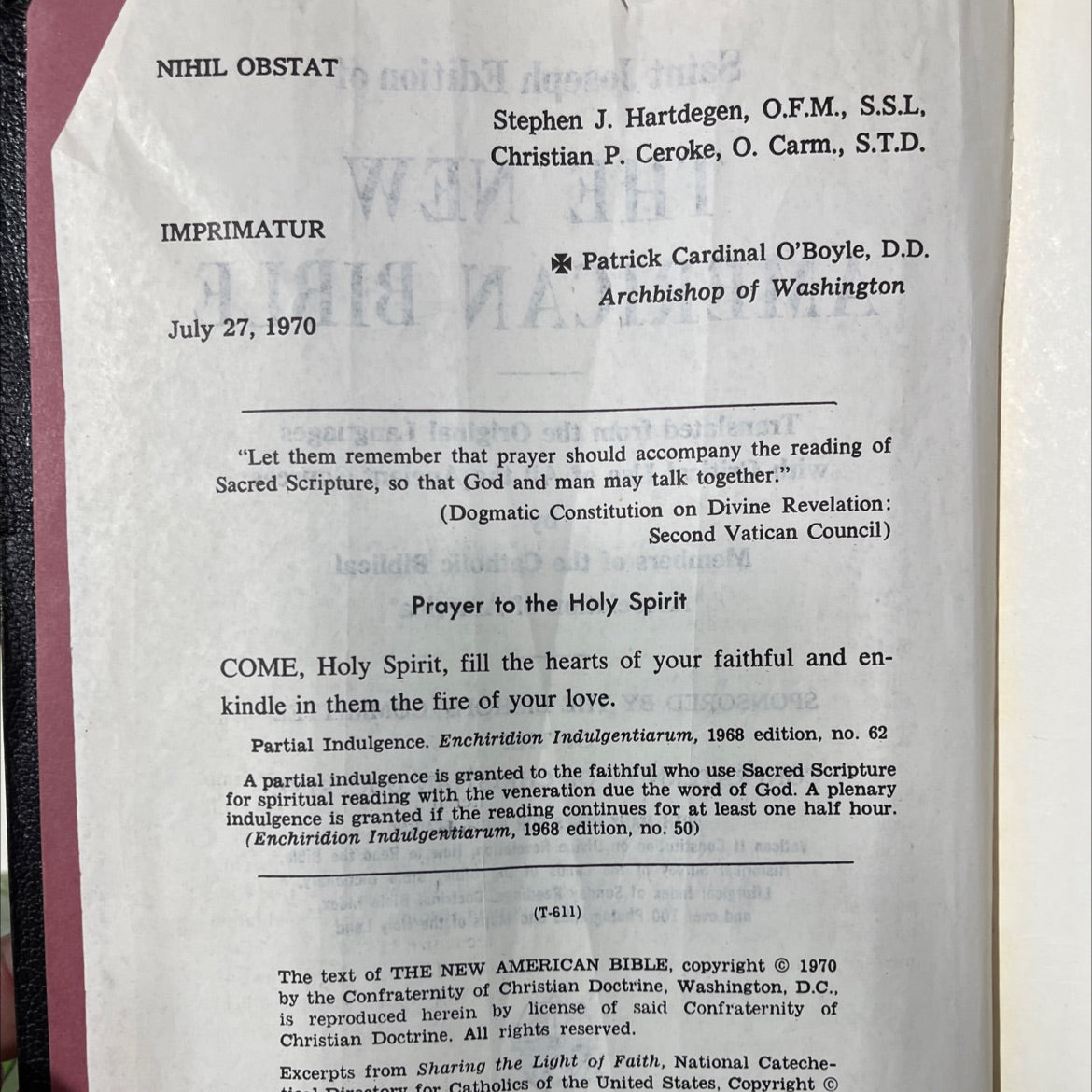 holy bible: the new american bible book, by members of the catholic biblical association of america, 1970 Leather image 3
