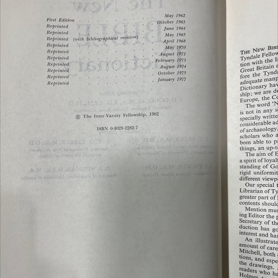 holy bible: the new bible dictionary book, by J. D. Douglas, F. F. Bruce, R. V. G. Tasker, D. J. Wiseman, 1977 Hardcover image 3