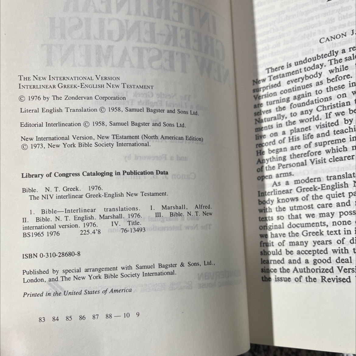holy bible: the new international version interlinear greek-english new testament book, by alfred marshall, 1976 image 3